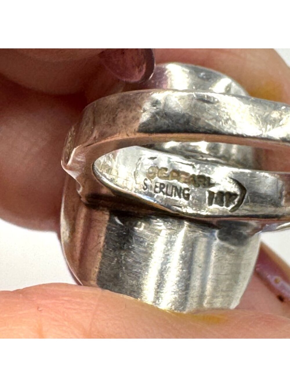 VTG 14k Gold Sterling Silver 925 Gold Dome Center Statement Ring Size 5.75 - Picture 5 of 11